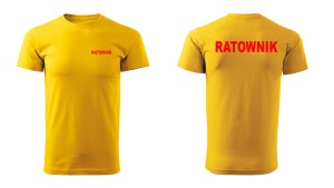 T-shirt żółty z nadrukiem RATOWNIK