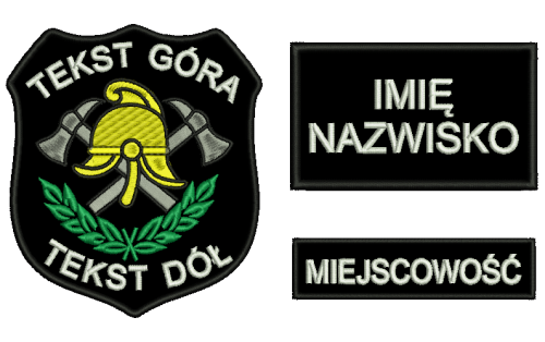 Komplet naszywek OSP z rzepem , tekst w kolorze białym