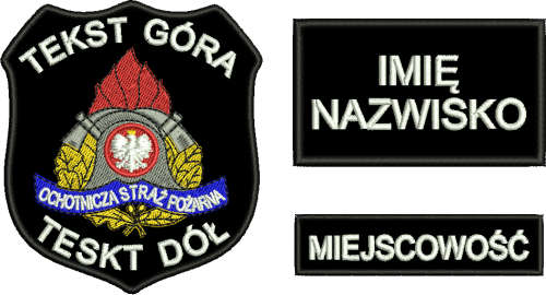  Komplet naszywek OSP, PSP z rzepem , tekst w kolorze białym
