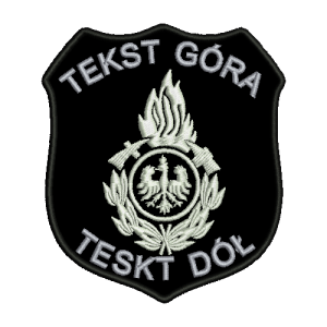 Naszywka OSP wzór 2 z rzepem NAZWA WŁASNEJ JEDNOSTKI , tekst w kolorze srebrnym