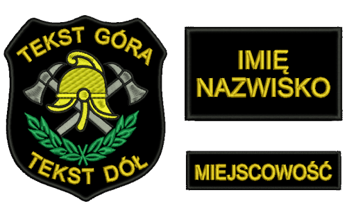 Komplet naszywek OSP z rzepem , tekst w kolorze złotym