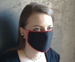 Maska 3 warstwowa z flizeliną, wielorazowa street wear czarno-czerwona