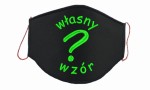 Maska 3 warstwowa z flizeliną, wielorazowa street wear czarna własny wzór logo
