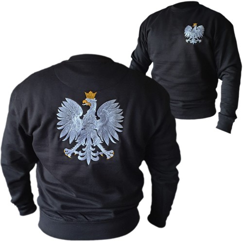 Bluza czarna z haftowanym Orłem RP, bluza kibica, patriotyczna