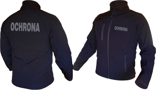 Granatowa Kurtka Softshell Ochrona Z Haftem Srebrnym