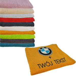 Ręcznik 50x100 cm z haftem marki motocykla + dedykacja