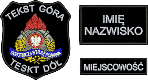  Komplet naszywek OSP, PSP z rzepem , tekst w kolorze srebrnym