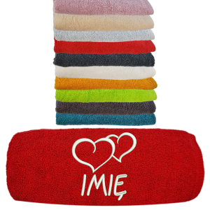 Ręcznik walentynkowy 70x140 cm z haftem dla zakochanych