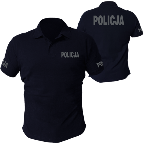 Granatowa Koszulka Polo Policja Odblask