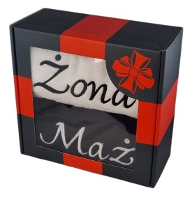 Komplet ręczników z haftem Mąż Żona prezent ślubny 50x100 B/W
