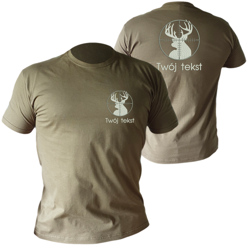 Koszulka myśliwska khaki z haftem różne wzory