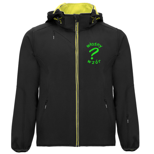 Kurtka softshell z kapturem haft własnego wzoru na sercu