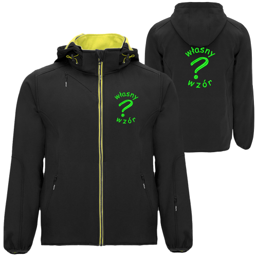 Kurtka softshell z kapturem haft własnego wzoru na serce/plecy