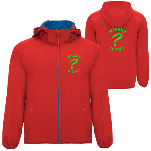 Kurtka softshell z kapturem haft własnego wzoru na serce/plecy