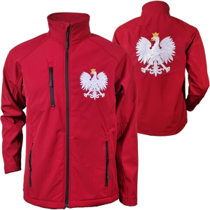 Kurtka Softshell kibica Polska z godłem, patriotyczna haft