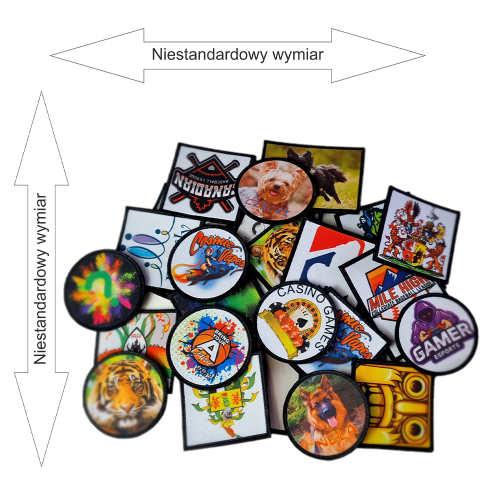 naszywka z nadrukiem własny wzór, logo wymiar niestandardowy