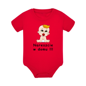 Body dziecięce z krótkim rękawem w kolorze czerwonym nadruk N0002