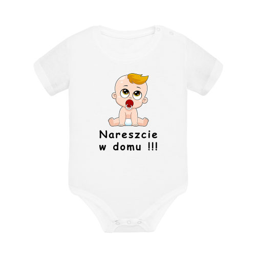Body dziecięce z krótkim rękawem w kolorze białym nadruk N0002