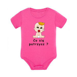 Body dziecięce z krótkim rękawem w kolorze różowym nadruk N0004