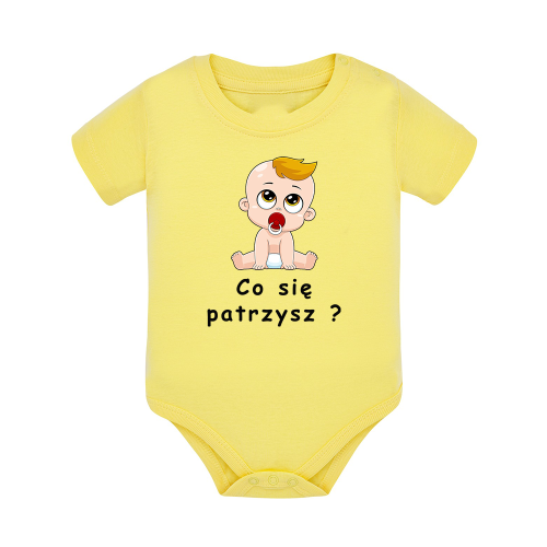 Body dziecięce z krótkim rękawem w kolorze żółtym nadruk N0004