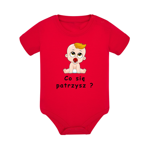 Body dziecięce z krótkim rękawem w kolorze czerwonym nadruk N0004