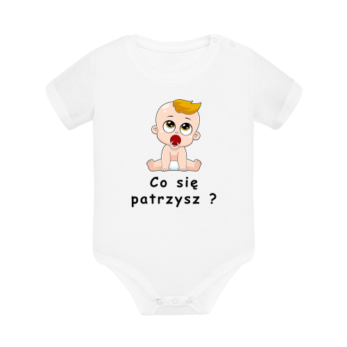 Body dziecięce z krótkim rękawem w kolorze białym nadruk N0004