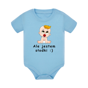 Body dziecięce z krótkim rękawem w kolorze niebieskim nadruk N0006
