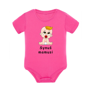 Body dziecięce z krótkim rękawem w kolorze różowym nadruk N0008