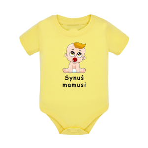 Body dziecięce z krótkim rękawem w kolorze żółtym nadruk N0008