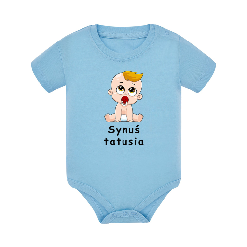 Body dziecięce z krótkim rękawem w kolorze niebieskim nadruk N0010