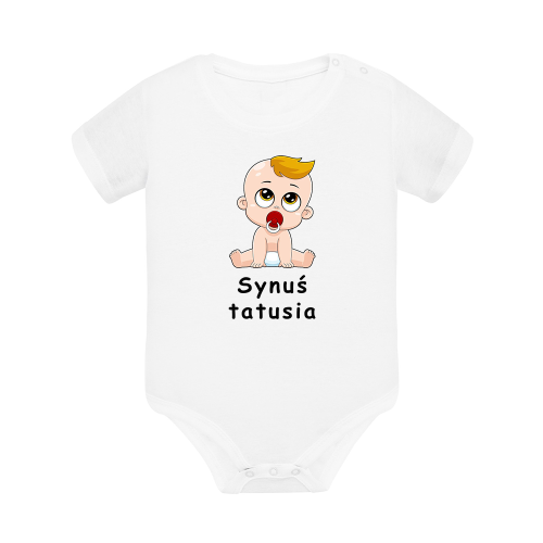 Body dziecięce z krótkim rękawem w kolorze białym nadruk N0010