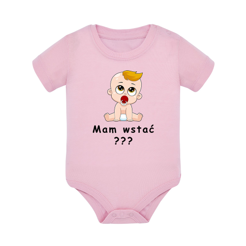 Body dziecięce z krótkim rękawem w kolorze jasny róż nadruk N0012