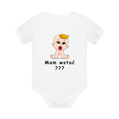 Body dziecięce z krótkim rękawem w kolorze białym nadruk N0012