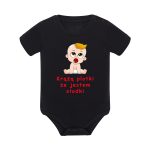 Body dziecięce z krótkim rękawem w kolorze czarnym nadruk N0013