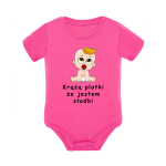 Body dziecięce z krótkim rękawem w kolorze różowym nadruk N0014