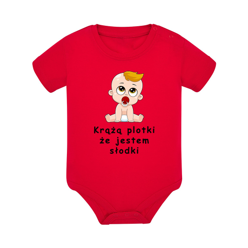 Body dziecięce z krótkim rękawem w kolorze czerwonym nadruk N0014