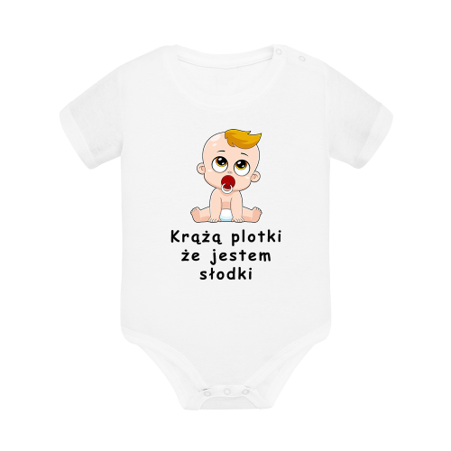 Body dziecięce z krótkim rękawem w kolorze białym nadruk N0014