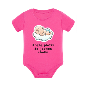 Body dziecięce z krótkim rękawem w kolorze różowym nadruk N0015