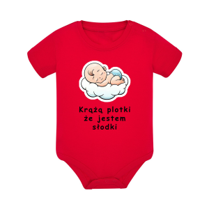 Body dziecięce z krótkim rękawem w kolorze czerwonym nadruk N0015