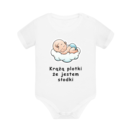 Body dziecięce z krótkim rękawem w kolorze białym nadruk N0015