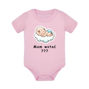 Body dziecięce z krótkim rękawem w kolorze jasny róż nadruk N0017