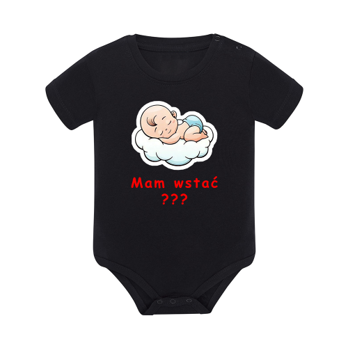 Body dziecięce z krótkim rękawem w kolorze czarnym nadruk N0018