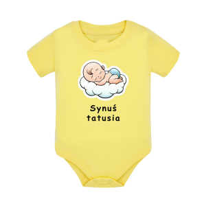 Body dziecięce z krótkim rękawem w kolorze żółtym nadruk N0019