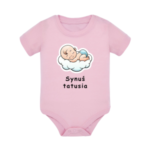 Body dziecięce z krótkim rękawem w kolorze jasny róż nadruk N0019