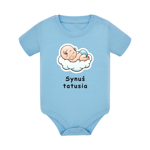 Body dziecięce z krótkim rękawem w kolorze niebieskim nadruk N0019