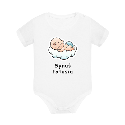 Body dziecięce z krótkim rękawem w kolorze białym nadruk N0019