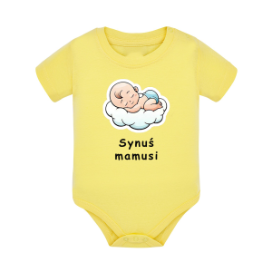 Body dziecięce z krótkim rękawem w kolorze żółtym nadruk N0021