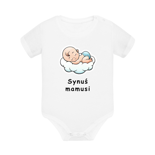 Body dziecięce z krótkim rękawem w kolorze białym nadruk N0021