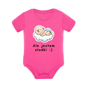 Body dziecięce z krótkim rękawem w kolorze różowym nadruk N0023