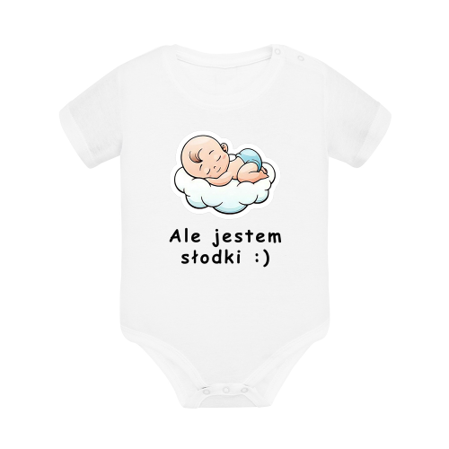 Body dziecięce z krótkim rękawem w kolorze białym nadruk N0023